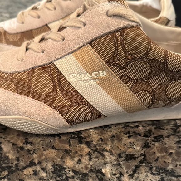Coach Tan and Brown Monogram Suede Sneakers 8 - Picture 5 of 15